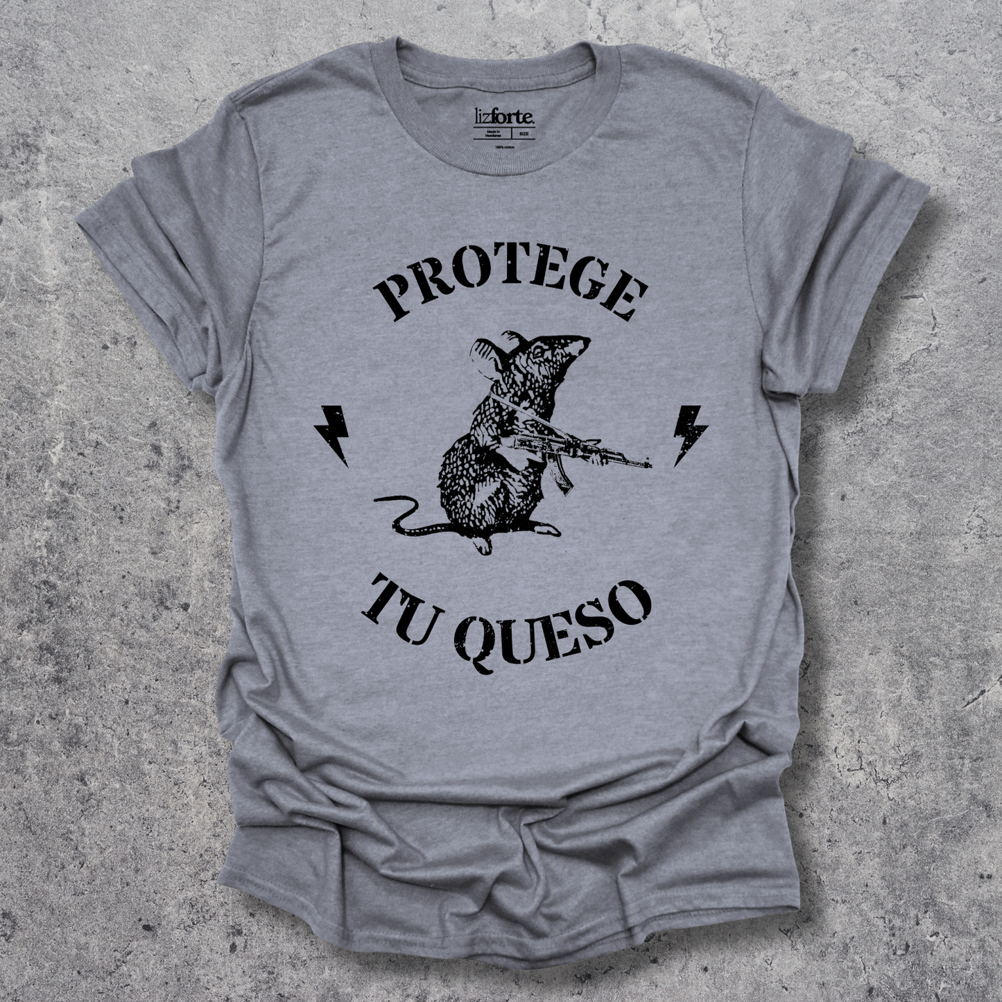 camiseta gris protege tu queso